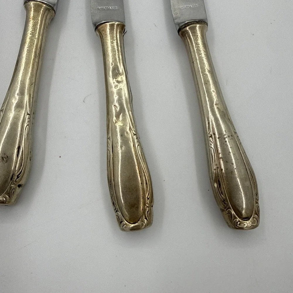 Silvia Made In Germany Vintage Silver Plated Butter Knives Rococo Style Set Of 5